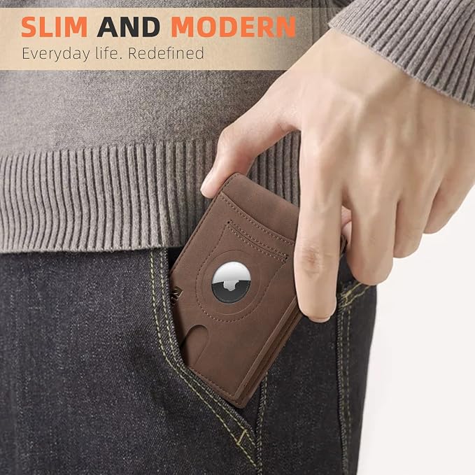 RUNBOX AirTag-Wallet-Mens-Slim-RFID Blocking Wallets Leather - Image 7