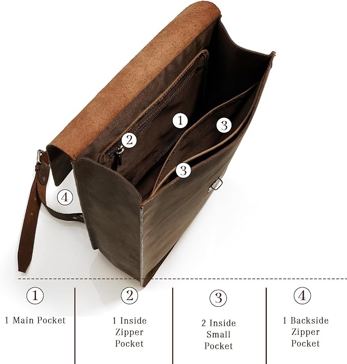 Genuine Leather Backpack for Men and Women, Minimalistic Leather Backpack - Image 4