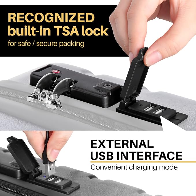 AnyZip Suitcase Hardside PC ABS Lightweight USB Luggage - Image 3