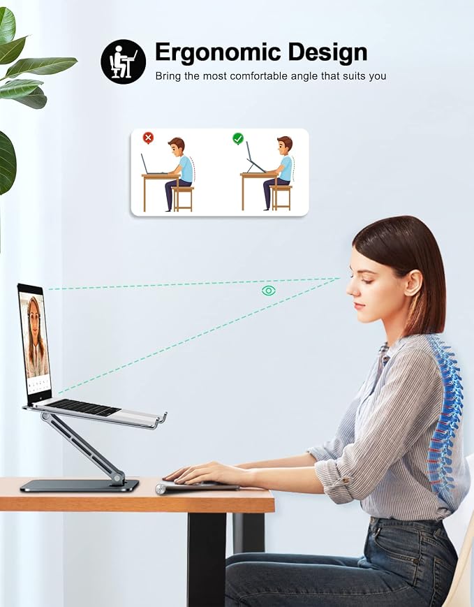 Foldable Laptop Stand, Height Adjustable Ergonomic Computer Stand - Image 2