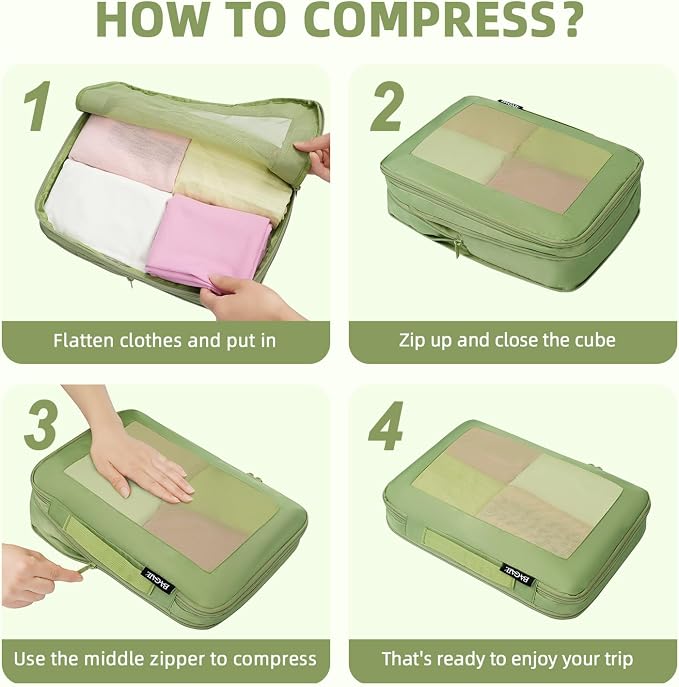 BAGAIL 4 Set/6 Set/8 Set Compression Packing Cubes Travel Accessories - Image 4