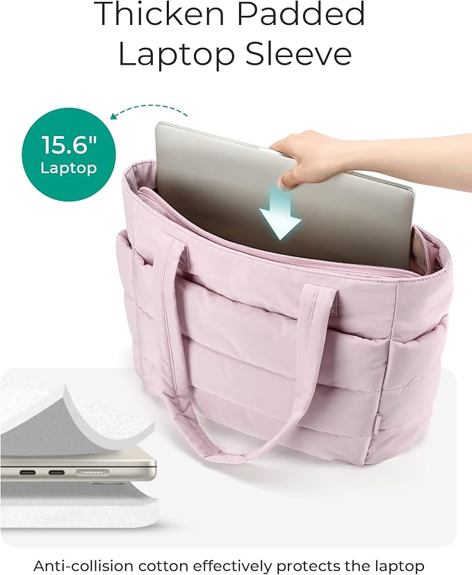 BAGSMART Tote Bag for Women, Lightweight Puffy Tote Bag - Image 4