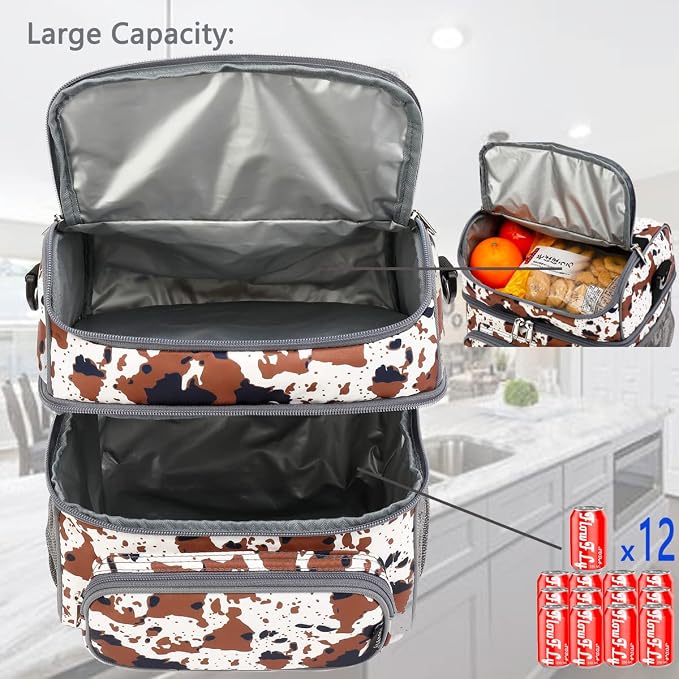 FlowFly Double Layer Cooler Insulated Lunch Bag Adult Lunch Box Large Tote Bag - Image 5
