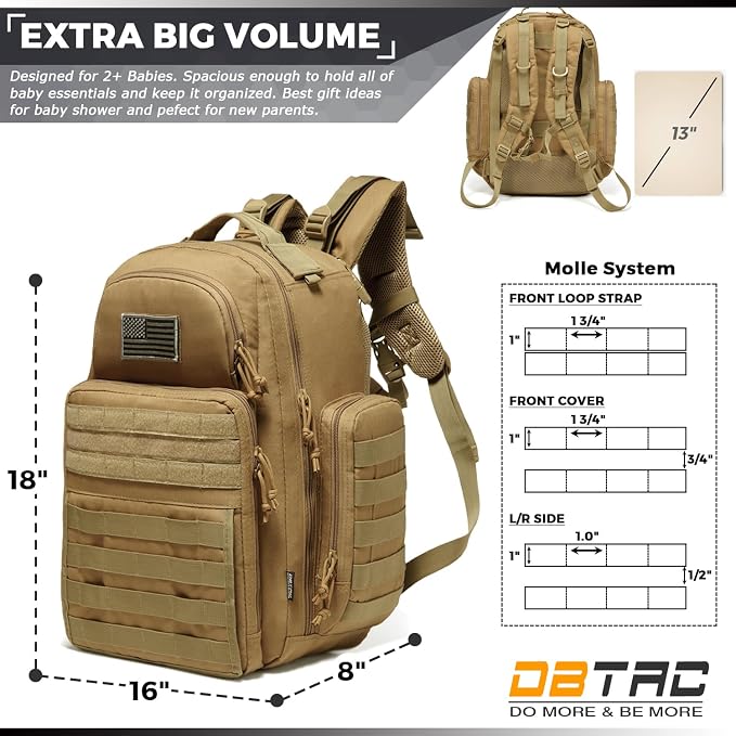 Diaper Bag Backpack for Dad, DBTAC Large Baby Nappy Bag for Men w/Changing Mat - Image 6