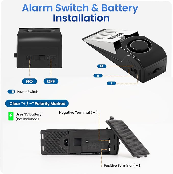 HOSOM 2 Pack Door Stop Alarm for Home & Travel Safety, 120dB Loud Siren Door - Image 5