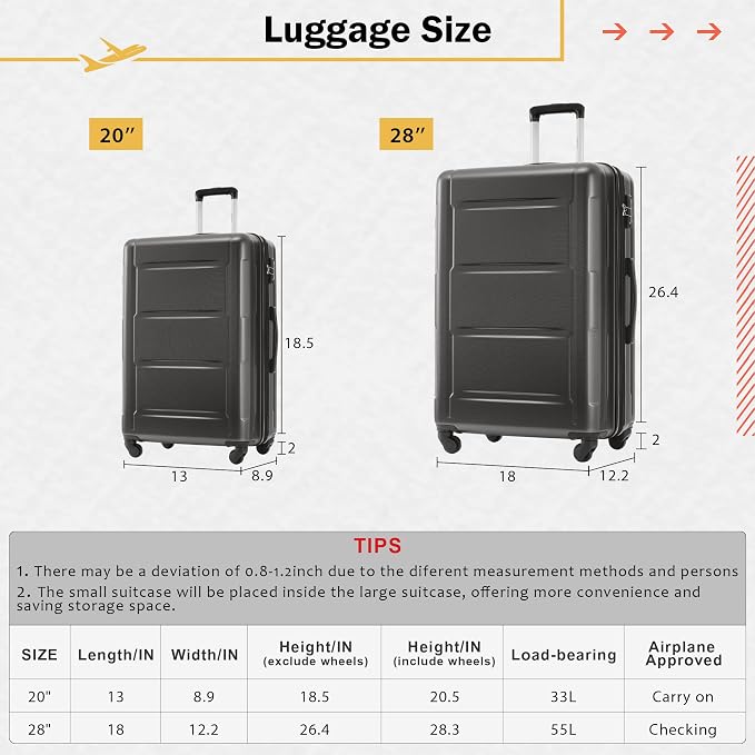 Merax Luggage Set 2 Piece Suitcase Sets - Image 4