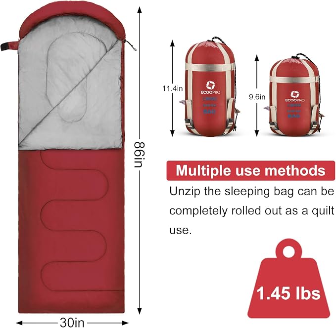 ECOOPRO Warm Weather Sleeping Bag - Image 2