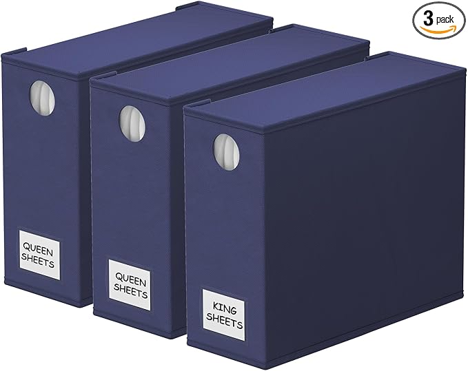 SpaceAid 3 Pack Bed Sheet Organizers and Storage, Foldable Sheet Organizer by SpaceAid