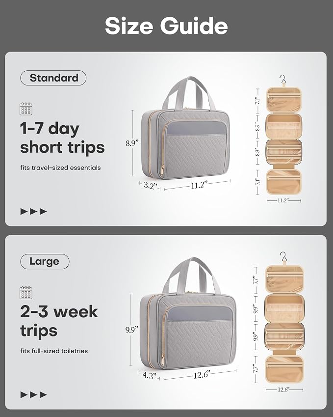 HOTOR Travel Toiletry Bag for Women & Men, Waterproof Makeup Bag - Image 2