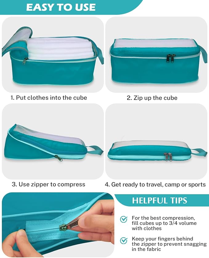 Gonex 8 Set Compression Packing Cubes, Expandable Mesh Organizer - Image 4
