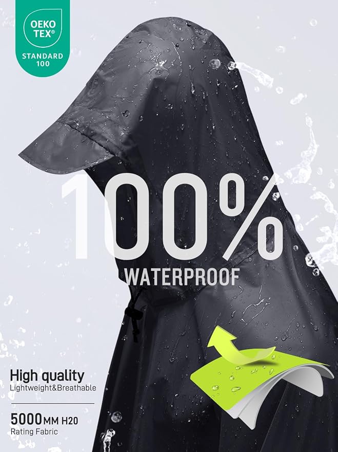 SaphiRose Hooded Rain Poncho Waterproof Raincoat Jacket - Image 3