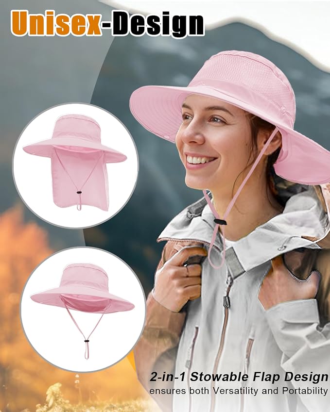 Outdoor Sun Hats with Stowable Neck Flap - Image 3
