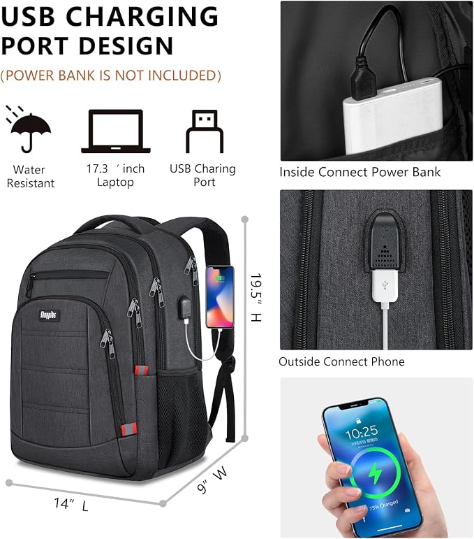 Backpack for Men Women, School Backpack, Large Quilted College Bookbag for Men - Image 5
