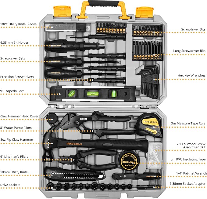 DEKOPRO 150 Piece Tool Set, General Household Hand Tool Kit, Home Repair Tool - Image 2