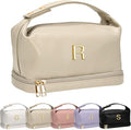 Makeup Bags for Teens Girls, Initial Double Layer Cosmetic Bag by Vogewood