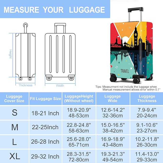Luggage Cover Washable Suitcase Protector Anti-Scratch, Stretchable Fit - Image 6