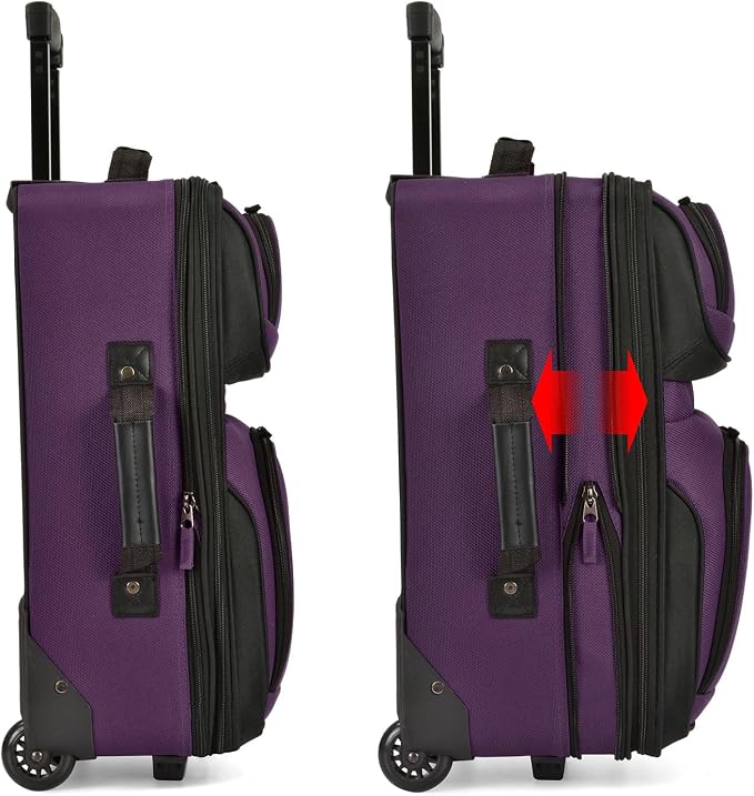 U.S. Traveler Lightweight Rolling 20" Carry On Luggage Softside Suitcase - Image 3