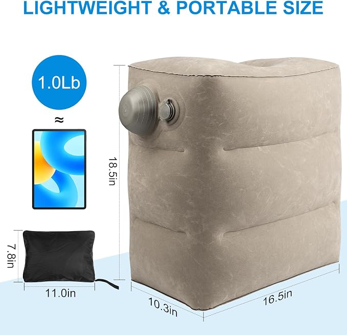 1 Pack Inflatable Travel Foot Pillow, Inflatable Leg Pillow Outdoor Stool - Image 2