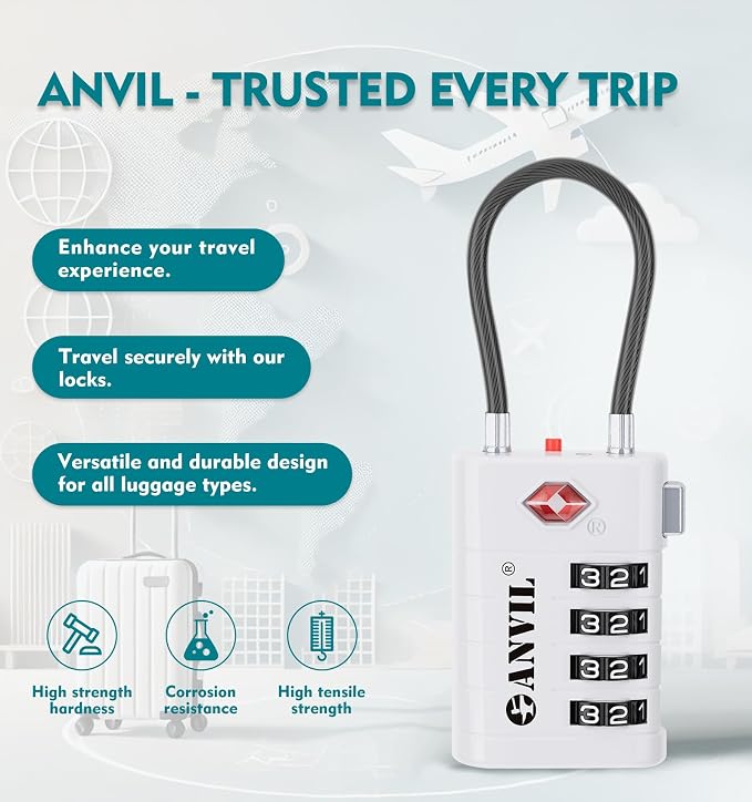 ANVIL 4 Digit Luggage Locks, TSA Locks - Image 4