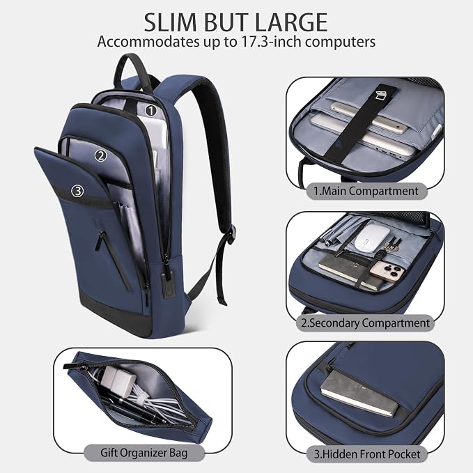 Business Backpack for Men Lightweight Commute Laptop Backpack Anti-Theft Water - Image 3