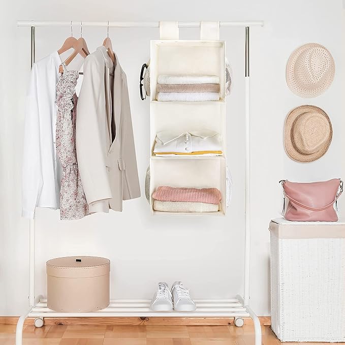 MAX Houser 3-Shelf Hanging Closet Organizers, Collapsible Closet Hanging Shelves - Image 2