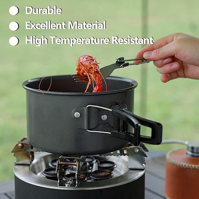 aiGear Camping Cookware Mess Kit, Non-Stick Camping Pan Pot Kettle, Lightweight - Image 2