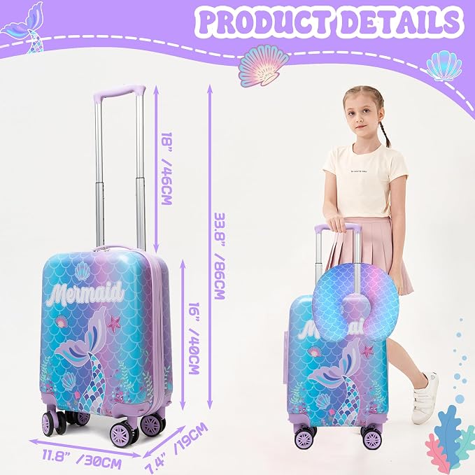 Cute Mermaid Kids Luggage Set 2 piece Kids Suitcase - Image 2