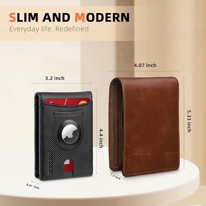 RUNBOX AirTag-Wallet-Mens-Slim-RFID Blocking Wallets Leather - Image 5
