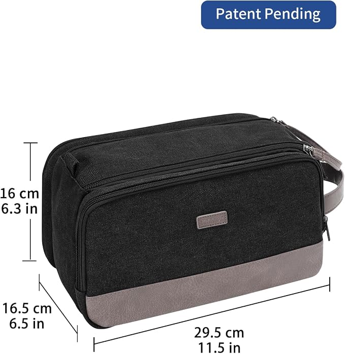 WANDF Toiletry Bag for Men Travel Toiletry Organizer Canvas and Leather Dopp - Image 8