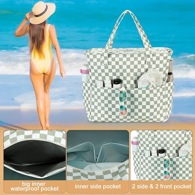 LEDAOU Beach Bag Waterproof Sandproof Women Tote Bag Pool Bag - Image 4
