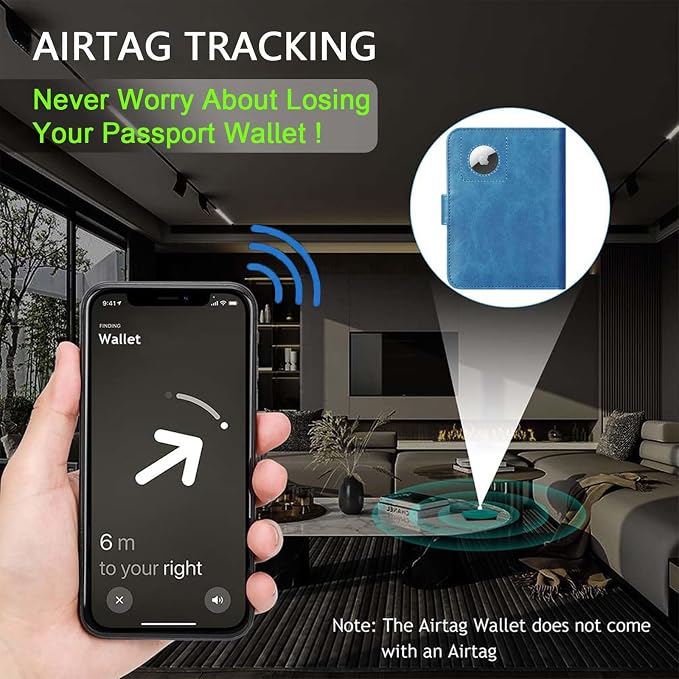 Airtag Passport Holder Cover Wallet RFID Blocking Leather Case Travel - Image 5