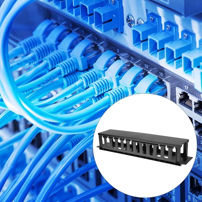 QWORK 4 Pack 2U Horizontal Rack Mount Cable Management Organizer, 19x3.5x3.4 - Image 7