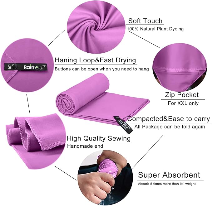Rainleaf Microfiber Towel Perfect Travel & Gym & Camping Towel. Quick Dry - Image 3