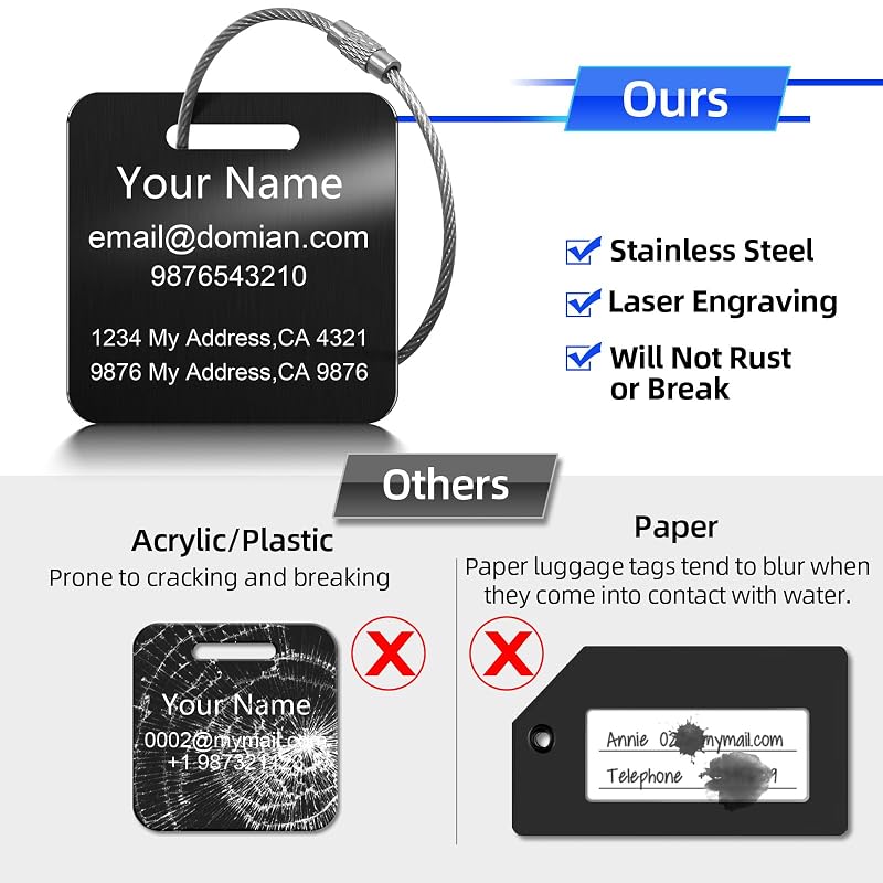 Stainless Steel Personalized Luggage Tags - Image 4