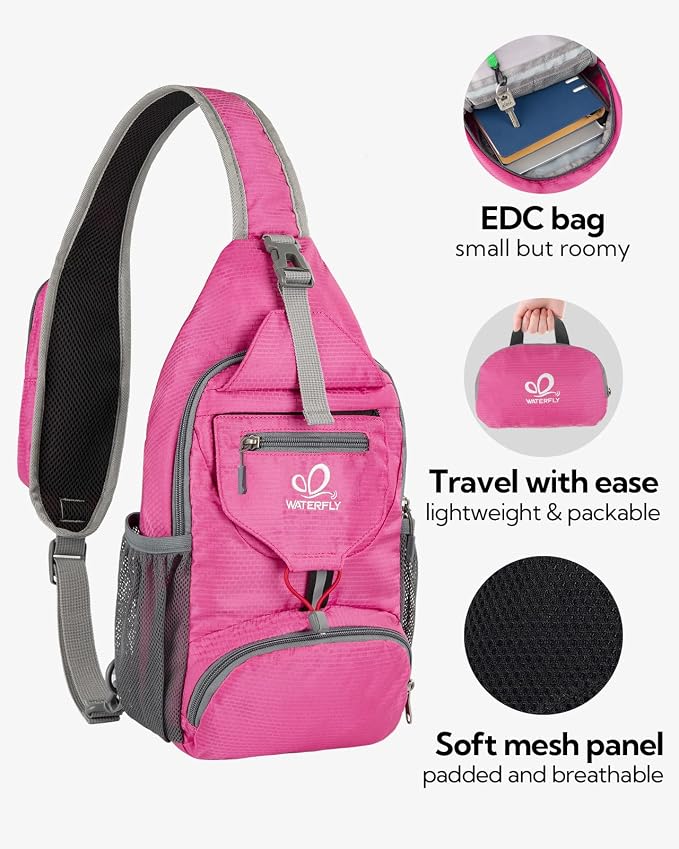 WATERFLY Packable Small Crossbody Sling Backpack Shoulder Chest Bag Daypack - Image 3