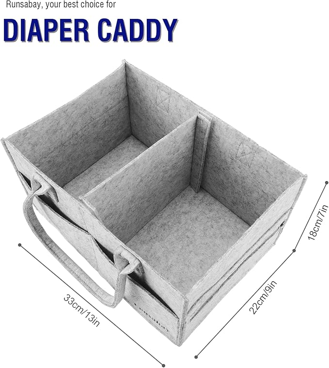 Baby Diaper Caddy Organizer, Portable Baby Essentials Storage Basket Bin - Image 3
