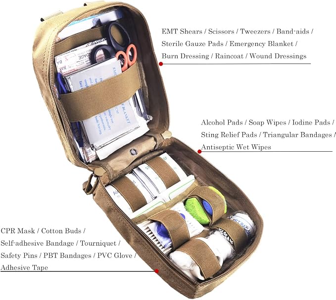 EMT Pouch MOLLE Ifak Pouch Tactical MOLLE Medical First Aid Kit Utility Pouch - Image 4