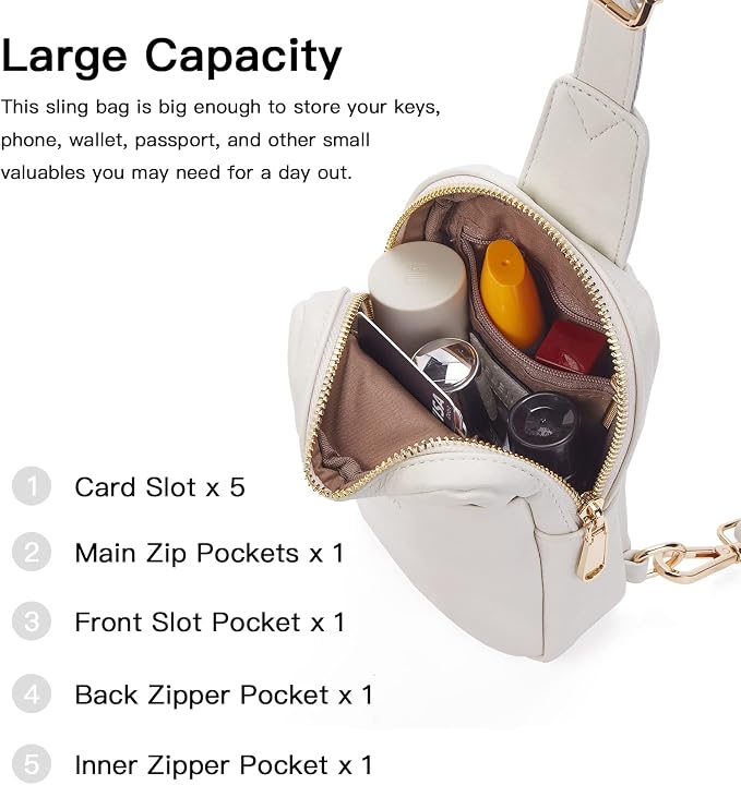 Telena Small Sling Bag for Women Leather Crossbody Fanny Packs Chest Bag for - Image 3