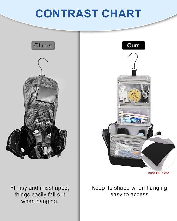 Relavel Hanging Toiletry Bag for Men and Women, Travel Toiletries Bag - Image 5