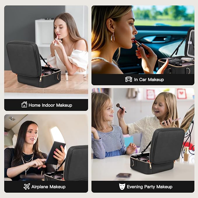 Travel Makeup Bag with LED Mirror, Cosmetic Bags - Image 9