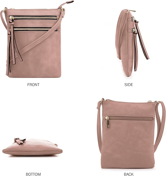 DELUXITY | Crossbody Purse Bag | Functional Multi Pocket Double Zipper Purse | - Image 2