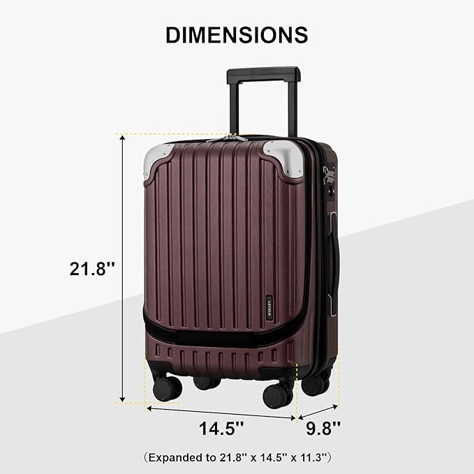 LEVEL8 Grace Carry on Luggage Airline Approved, 20 Inch Expandable Hardside - Image 9