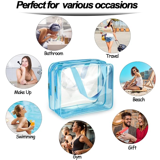 2Pcs Crystal Clear PVC Travel Toiletry Bag Kit - Image 2