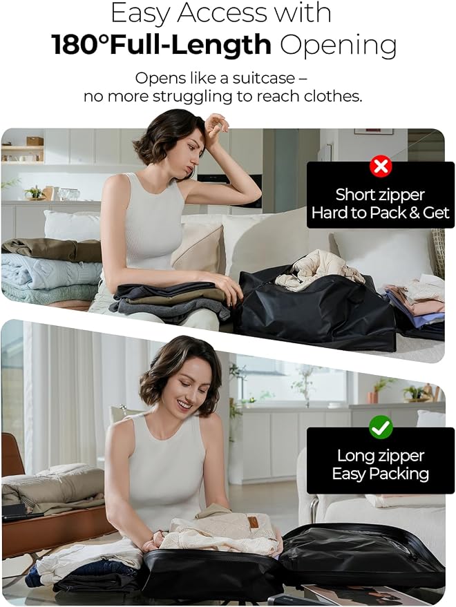 Vacuum Bags for Travel, 180° Open Zipper, IP67 Waterproof, Reusable Space Saver - Image 2