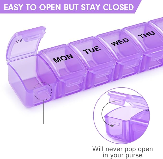 Small Pill Organizer 2 Times a Day, 2 Pack 7 Day Pill Box 1 Time a Day - Image 5