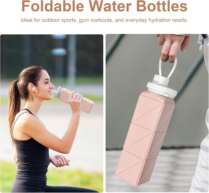 Collapsible Water Bottles 2 Pack Compact Portable, Bpa-Free Silicone Bottles - Image 5