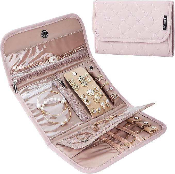 BELALIFE Travel Jewelry Case Organizer, Foldable Storage Roll by BELALIFE