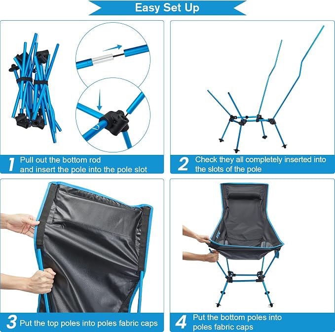 G4Free Lightweight Portable High Back Camp Chair, Folding Chair Lawn Chair - Image 5