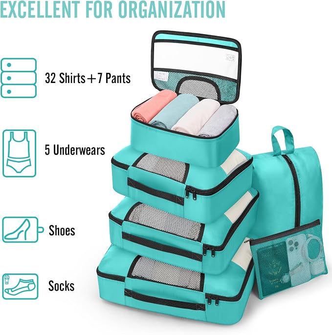 Veken 8 Set Packing Cubes for Kids & Toddler, Airplane Travel Essentials - Image 5
