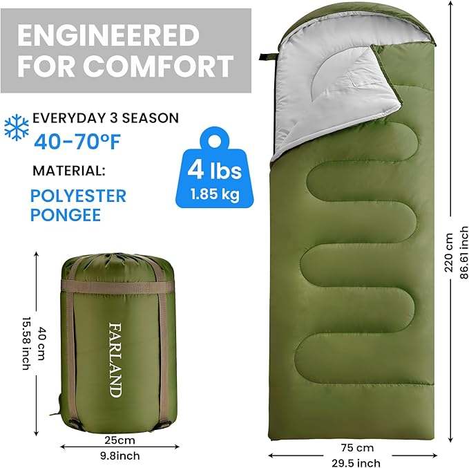 FARLAND Sleeping Bags 30℉ for Adults Teens Kids - Image 2